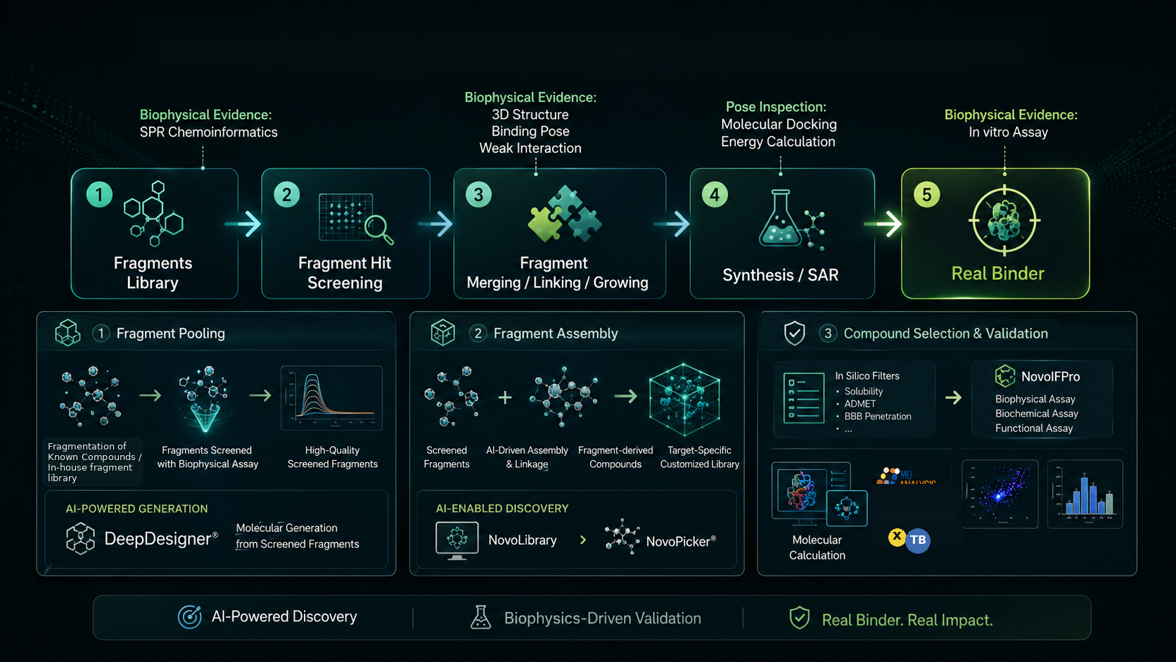 Synergizing AI and biophysical assays for real binder visual workflow